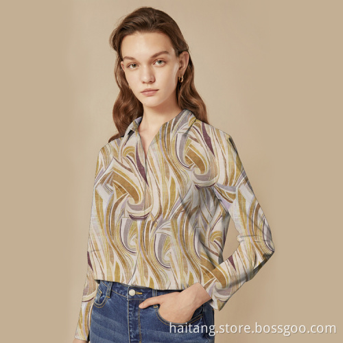Geometric Printed Shirt Fabric Shirt Material Types Retro